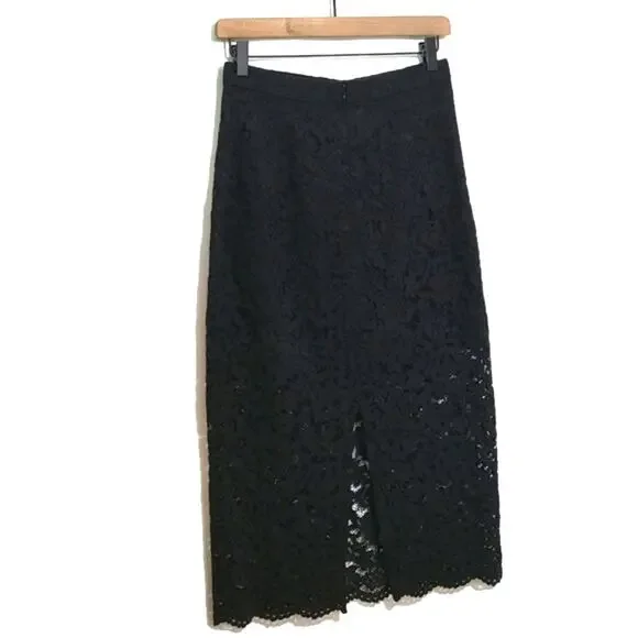 Aritzia Babaton Black Pencil Lace Overlay Skirt Midi Classic Party Formal Size 4 - Picture 9 of 16